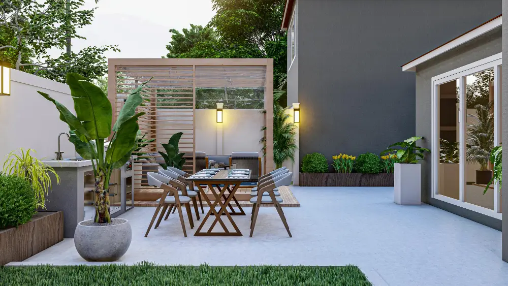 Residential backyard patio